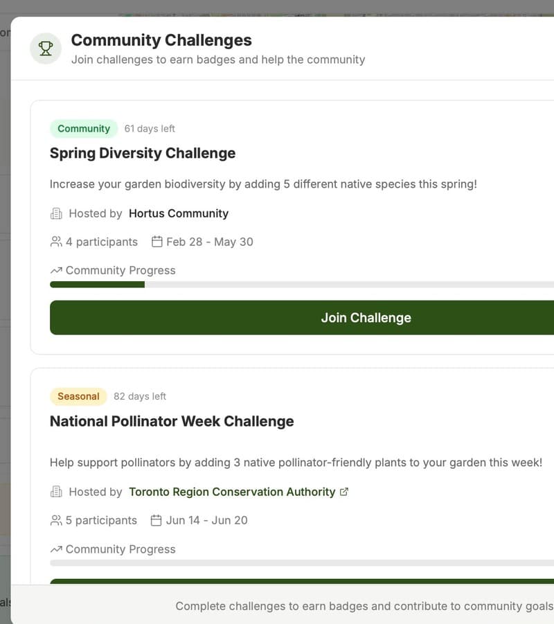 Community challenges and events